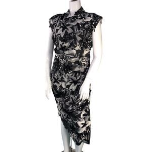 Michael Kors Collection Womens Size 16 Dress Kimono Silk Floral Sequin Runway